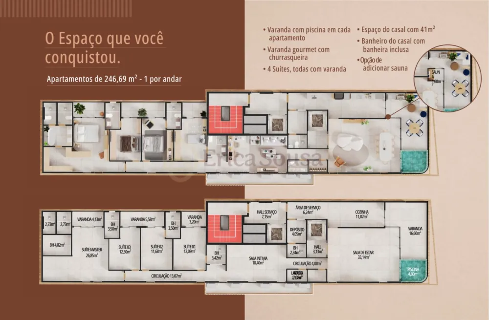Apartamento 4 suítes para Venda no bairro Ponta D